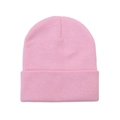 Rosa Strickmütze für Damen aus weichem Rippenstrick für wohlige Winterwärme - Einheitsgröße / Hellrosa