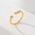 Vergoldeter offener Ring mit Zirkonia-Cluster und rundem Edelstein im Blattdesign - Fünf Stein Cluster (JZ035)