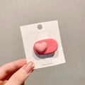 Pink Y2K heart-shaped BB hair clip for girls with a matte finish on a white card - 3D Heart Shape / Rose Red Heart Style
