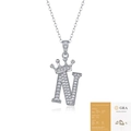Silver letter N necklace with crown pendant and Moissanite GRA certificate - Letter N (with GRA Certificate)