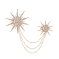 Golden starburst chain brooch with sparkling rhinestones and elegant long tassels - TL24077-Gold Large Starburst