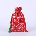 Red Christmas drawstring foil gift bag featuring Ho Ho Ho text and snowflake patterns - 42*29 HO Style
