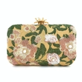 Dettaglio del ricamo floreale e delle perline sulla pochette da sera vintage - Ricamo Floreale Oro