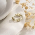 French style gold-tone ring with sparkling pave-set zircons and pig nose link design - Light Coffee Gold (Single Piece) (A909-2#)