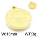 Golden Scorpio zodiac coin pendant in stainless steel featuring engraved scorpion design - Scorpio / Gold