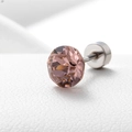 Sparkling pink cubic zirconia cartilage stud earring with silver titanium steel base - Antique Rose 6.2MM(A013-9#)