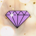 Cute purple diamond enamel pin with glitter on textured fabric for girls backpack - 06 Diamond