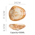 Brown spiral textured irregular ceramic bowl for salad and pasta, 20cm 500ml - Brush Stroke Tripod Spiral Bowl