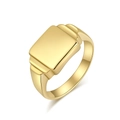 Golden square signet ring in stainless steel with a tiered minimalist geometric design - Size 7 / Gold