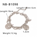Silver zodiac double-layer bracelet with Cancer symbol pendant and Cuban link chains - Cancer Style (NB-B1098JX)