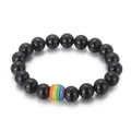 Bracciale minimalista con perline nere e un unico elemento decorativo arcobaleno - Nero Lucido Arcobaleno Singolo (KB161273)
