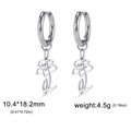Detailed size and weight specs of silver floral earrings measuring 10.4 by 18.2mm - Steel Color Daffodil
