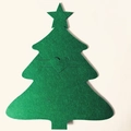 Dark green felt cutlery holder in Christmas tree shape with star and heart cutouts - Heart / Green