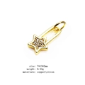 Golden paperclip pendant with micro-pave zircon star charm in high-quality copper material - 14-Star Pin