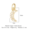 Golden crescent moon pendant in copper with cubic zirconia stones, size 10x5mm - Gold Crescent (VB250)