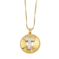 Gold plated 26 letters necklace featuring a sunburst disc with letter T detail - Letter T