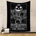 Arazzo tarocchi boho con lupo mannaro sotto la luna piena e motivi gotici di teschi - Tessuto Spazzolato / 73X95CM / Luna-XVIII