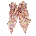 Vintage leopard and mandala print satin bow hair clip with elegant long ribbons - Leopard Print Ribbon