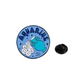 Blue Aquarius enamel zodiac badge pin with a circular design and black butterfly clutch - Aquarius