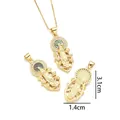 Colgante Virgen María chapado en oro 18K con concha de abulón y circonitas blancas - Estilo Vertical Alargado H