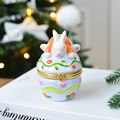 Pastel purple ceramic Easter egg jewelry box featuring a white porcelain bunny lid - Purple Easter Egg Rabbit 5.5*8cm