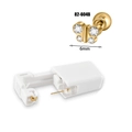 Disposable ear piercer with 6mm golden butterfly zircon stud, model 82-604B - Gold 6mm White Crystal Butterfly