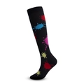Black knee-high compression socks with colorful splatter pattern for athletic performance - Black Graffiti