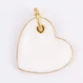 Elegant white enamel heart pendant with golden metal edges and a small zirconia stone - Basic Heart-White