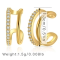 Detail view of 18K gold plated minimalist ear cuff with height and weight measurements - Pave Zirconia Ear Cuff (KE0038)
