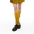 Japanese style yellow loose knit slouch socks paired with a plaid skirt and black shoes - 40CM / Khaki/Earth Yellow