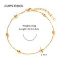 Minimalist gold bohemian anklet with smooth oval beads and adjustable lobster clasp closure - Gold Oval Bean Style (JDAW2303006)