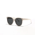 Retro oversized square sunglasses with cream beige frame and dark grey UV lenses for men women - Beige