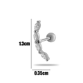 Silver flower tassel cartilage stud earring with cubic zirconia and 1.3cm size detail - Silver Curved Row Style (7# Silver)