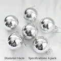 Set of six 6cm mirror silver Christmas balls with polished finish on white fabric - Diameter 6cm (Set of 6) 50g