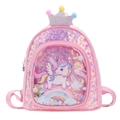 Mochila rosa de unicornio para niños con corona de purpurina y diseño arcoíris - rosa intenso