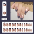 Unghie finte Cat-eye blu scuro stile French con glitter sottili, set completo da 24 pezzi - Blu Scuro Cat Eye French (MY088)
