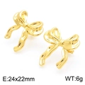 Elegantes pendientes de lazo dorado con un diseño de mariposa 3D y acabado brillante - Estilo B Lazo Sólido (KE113937-KFC) / Dorado