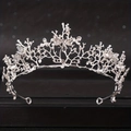 Eleganter silberner Barock-Krone mit Zweigmuster und Kristallen für Hochzeitsfrisur - Silber