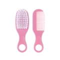 Pink baby hair brush and comb set with soft bristles for newborn scalp massage and cleaning - Pink Comb and Brush Set