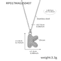 Silver stainless steel letter K pendant necklace with sparkling cubic zirconia pavé setting - Rp017-k Letter Steel Necklace 40+5cm