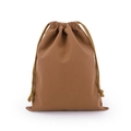 Minimalist brown cotton linen drawstring storage bag with woven rope closure - 7*10cm / Coffee Cotton