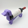 Close-up of a purple dachshund wine bottle holder with a smooth finish on white background - Standard Type / Purple