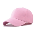 Detail view of pink 5-panel baseball cap showing high-density twill fabric texture - Adjustable / Pink