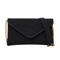 Bolso sobre chic de gamuza negra con cadena dorada elegante para mujer a la moda - Negro