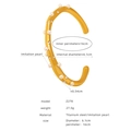 Gouden titanium stalen open manchetarmband met imitatieparels en zirkoniasteentjes - Z278 Gouden Armband met Parel en Zirkoon