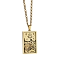 Golden titanium steel rectangle pendant necklace featuring The Star tarot card design - Star / Gold
