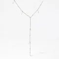 Collana a Y in argento con pendente a nappa di perle e piccole perle bianche fini - Argento Platino (PDD069)