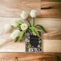 Detailed view of book-shaped ceramic vase featuring Thinking and Learning floral design - Book F-Thinking And Learning
