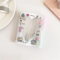 Detailopname van een schattige cartoon PVC-map met mini 3-rings en roze drukknopen - Witte Hoes (Binnenpagina's Niet Inbegrepen)