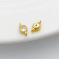 14K gold filled round zircon connector and smooth gold ball bead for DIY jewelry - Double Loop 4*8mm / White
